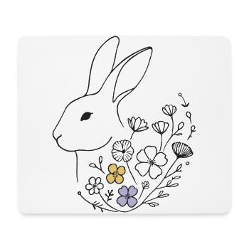 Lapin de Pâques avec des fleurs Style rétro vintage - Tapis de souris (format paysage) - blanc - Devant