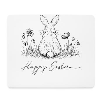 Lapin de Pâques Joyeuse Pâques Style Vintage Rétro - Tapis de souris (format paysage) - blanc - Devant