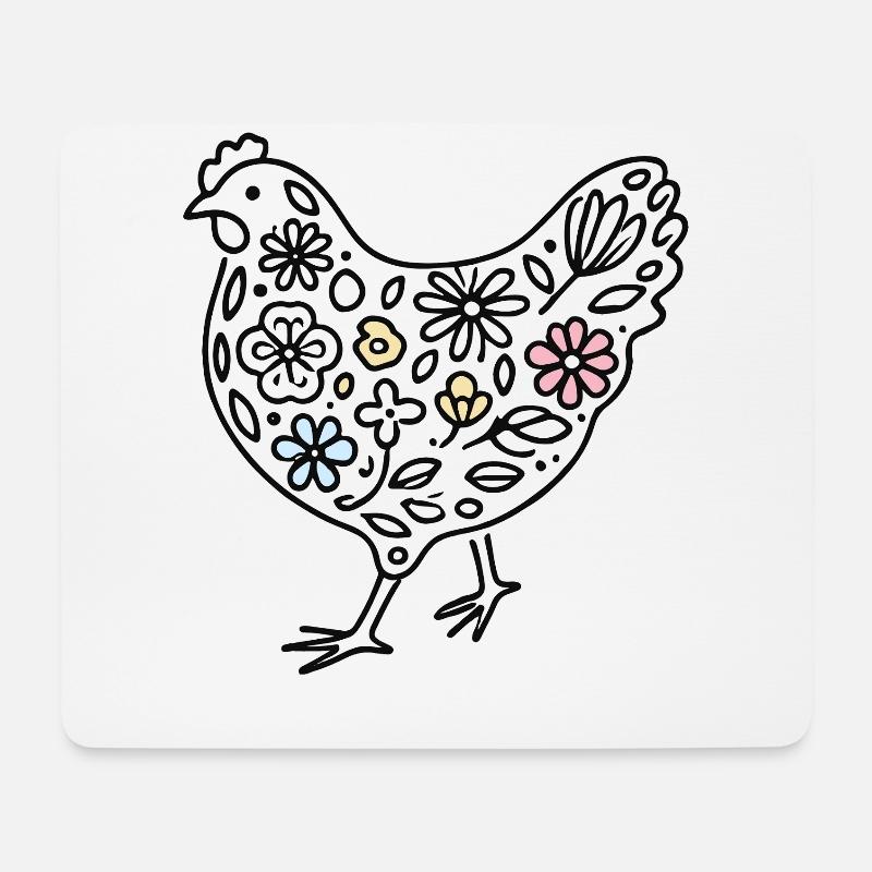 Ostern Huhn Mit Blumen Vintage Hühner Design - Mousepad (Querformat) - Weiß