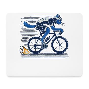 Vélo de route : un chat design pour les amateurs de cyclisme sportif - Tapis de souris (format paysage) - blanc - Devant
