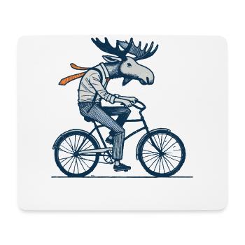 Retro Cyclist Moose Motif for Real Cycling Fans - Mouse Pad (horizontal) - white - Front