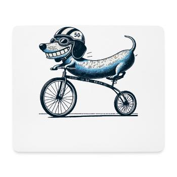 Retro Hundemotiv mit Fahrrad für Radfreunde - Mousepad (Querformat) - Weiß - Vorne