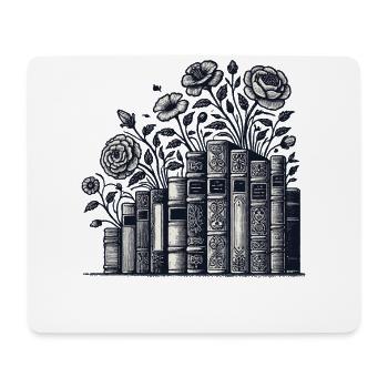 Bücherwurm Leseratte Buchliebhaber im Cottagecore - Mousepad (Querformat) - Weiß - Vorne
