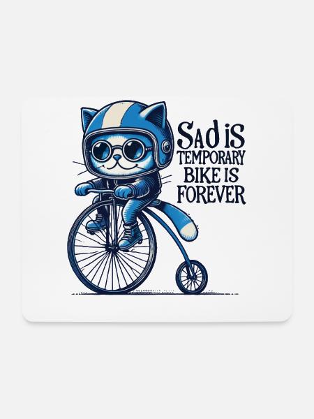 Katzen Fahrrad Design mit Spruch für Radfahrende - Mousepad (Querformat) - Weiß