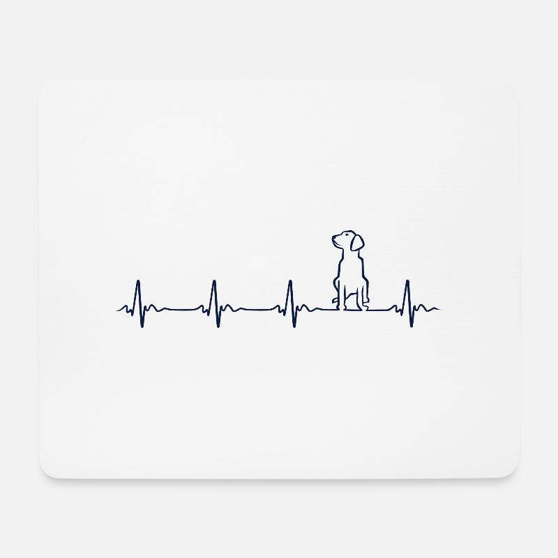 Heartbeat Dog Herzschlag Hund - Mousepad (Querformat) - Weiß