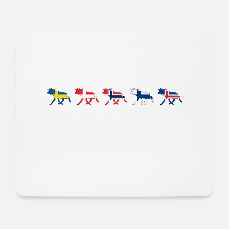 SCANDINAVIAN ELKS | Moose Elche Länder Flaggen - Mousepad (Querformat) - Weiß