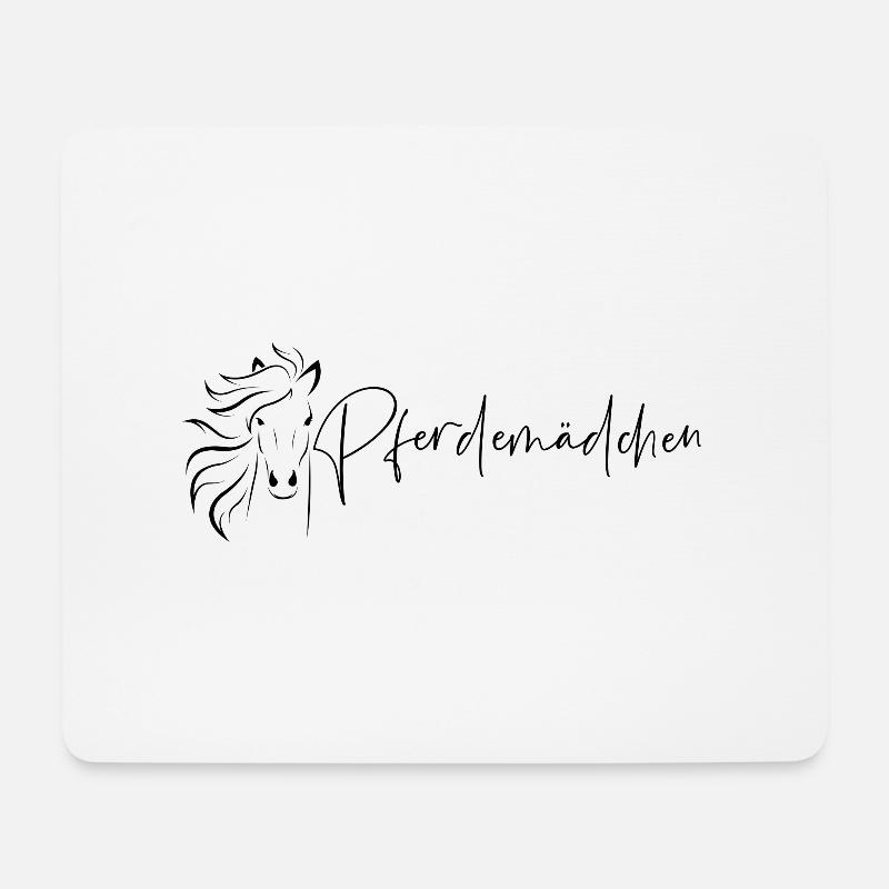Pferdemädchen mit Pferdekopf für Pferdeliebhaber - Mousepad (Querformat) - Weiß