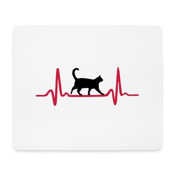Cat & Heartbeat, Heart - Tapis de souris (format paysage) - blanc - Devant