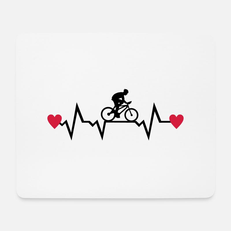 Herzschlag mit Herz und Radfahrer, radfahren - Mousepad (Querformat) - Weiß