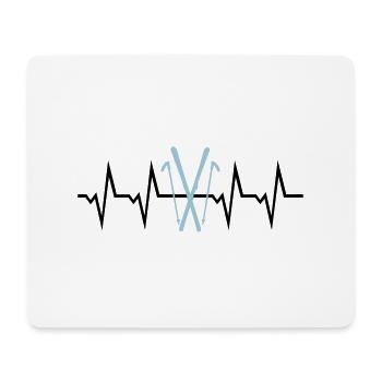 Skiing Heartbeat, Ski - Tapis de souris (format paysage) - blanc - Devant