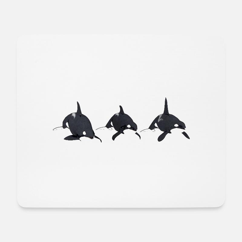 Drei Schwertwale, Orca, Killerwal - Mousepad (Querformat) - Weiß