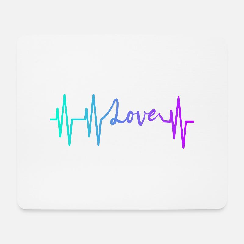HEARTBEAT LOVE GRADIENT BLUE PURPLE - Mousepad (Querformat) - Weiß