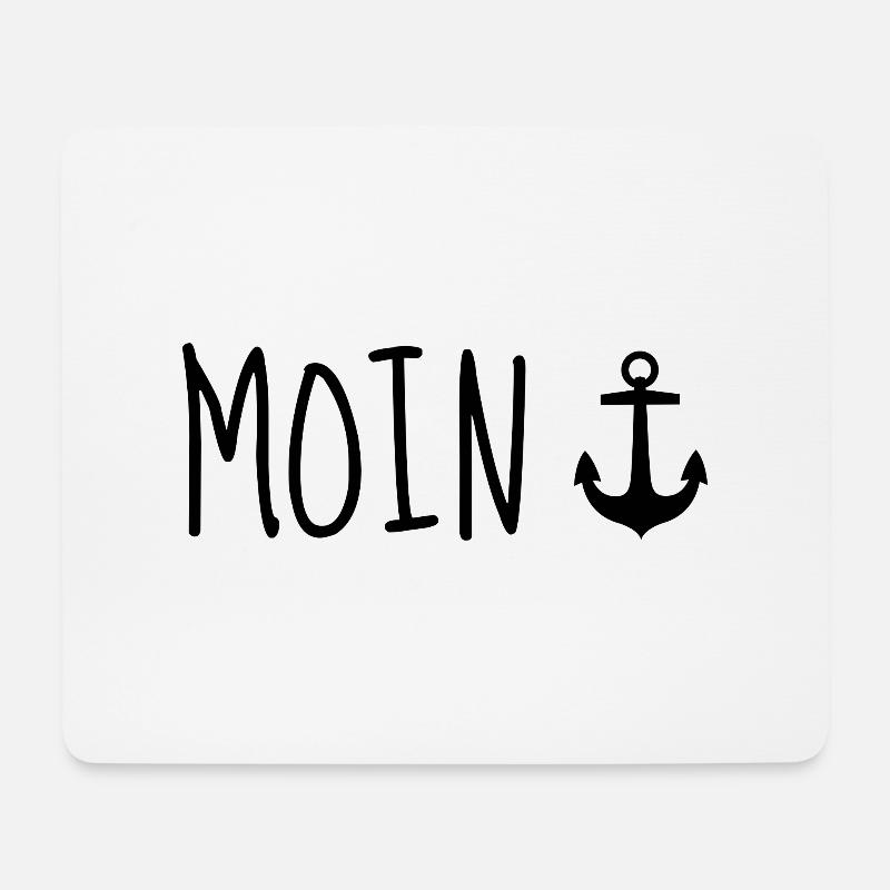 Moin mit Anker - Mousepad (Querformat) - Weiß