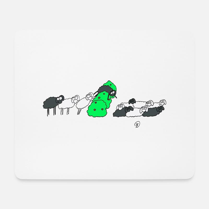 Schwarzes Schaf auf der Hecke - Mousepad (Querformat) - Weiß