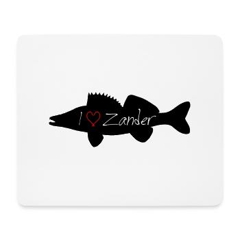 I Love Zander noir transparent - Tapis de souris (format paysage) - blanc - Devant