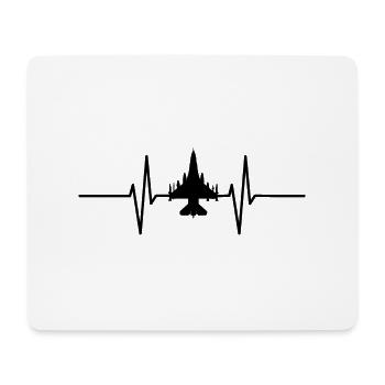 Herzschlag mit Jet / Flugzeug - Mousepad (Querformat) - Weiß - Vorne