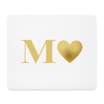 Buchstabe m goldenes Herz - Mousepad (Querformat) - Weiß - Vorne