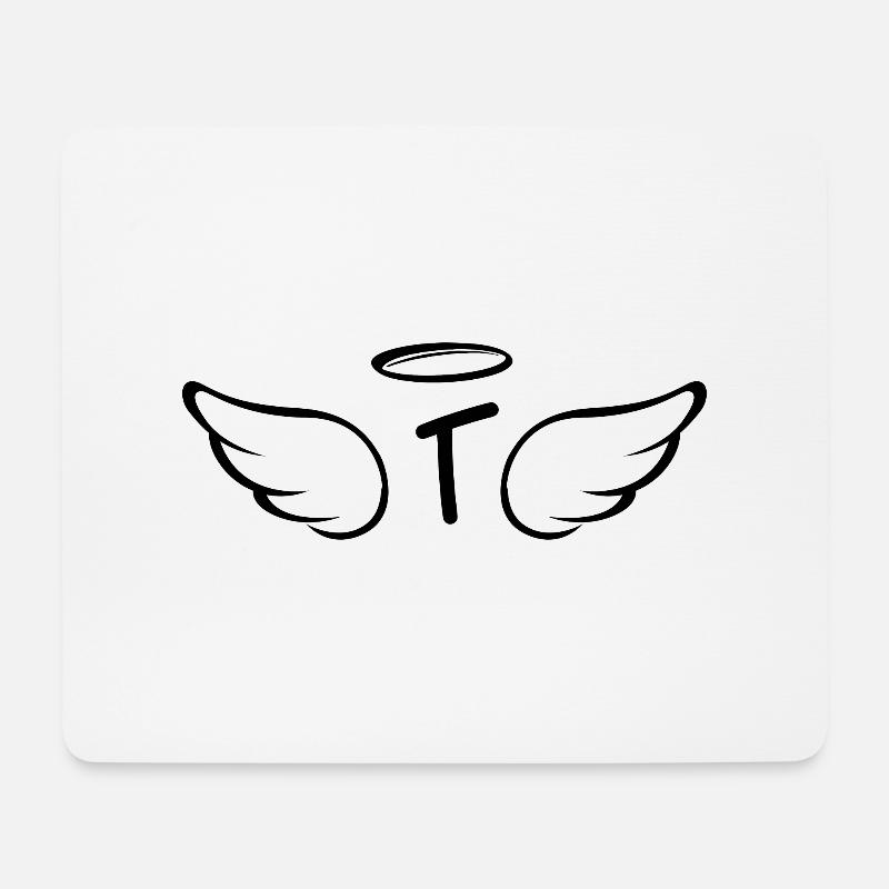 Lettre t ailes d’ange - Tapis de souris (format paysage) - blanc
