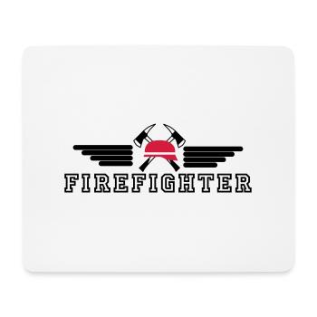 FIrefighter Logo mit Helm und Axt mit Wings - Mousepad (Querformat) - Weiß - Vorne