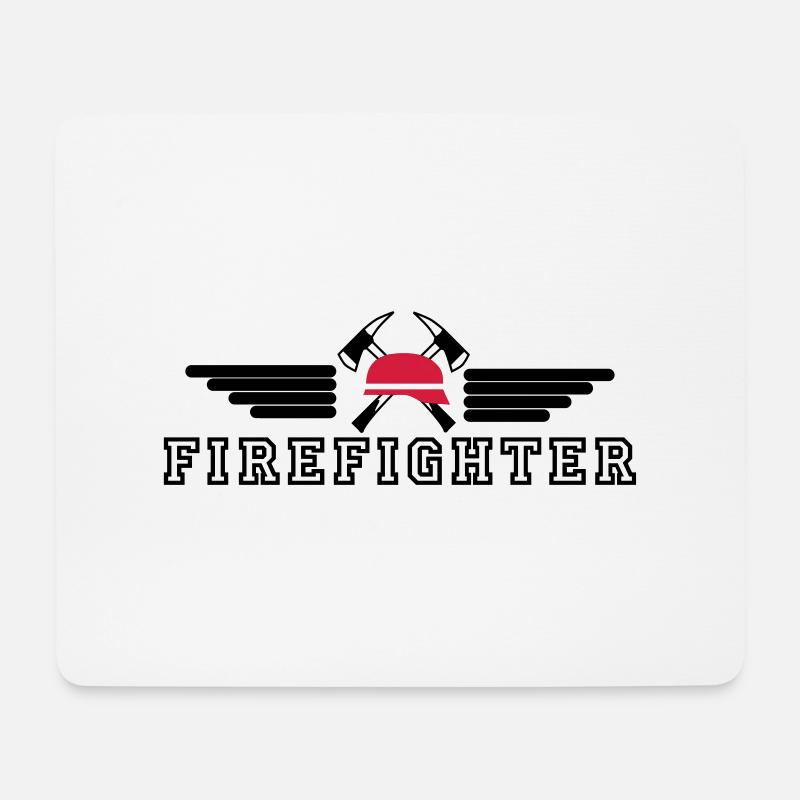FIrefighter Logo mit Helm und Axt mit Wings - Mousepad (Querformat) - Weiß