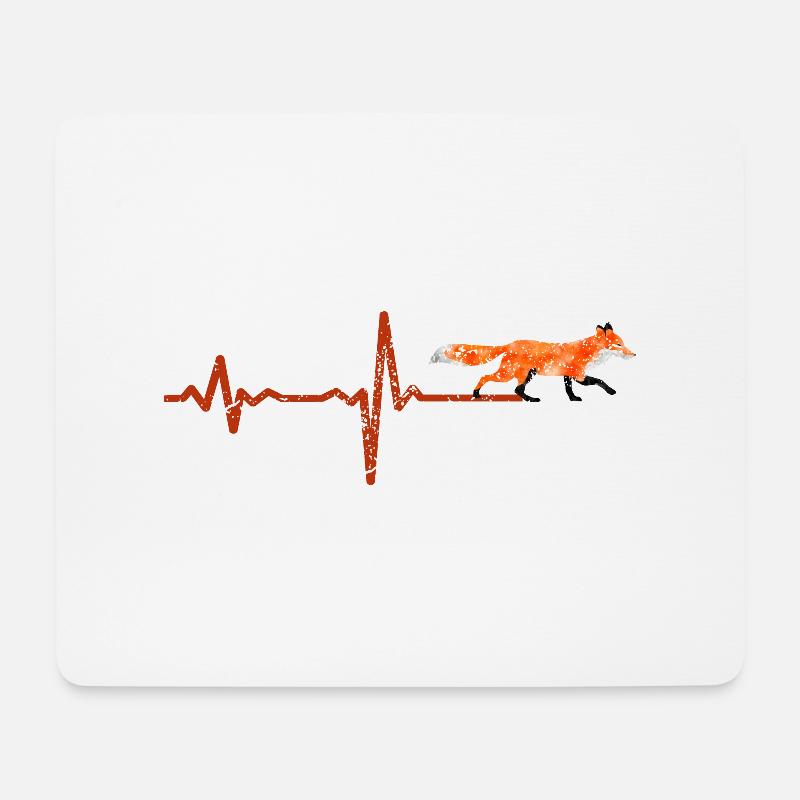 Heartbeat Fuchs - Geschenk - Mousepad (Querformat) - Weiß