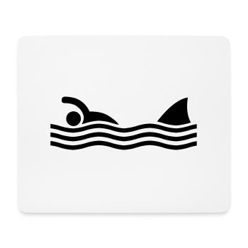 swimmer with shark - Tapis de souris (format paysage) - blanc - Devant