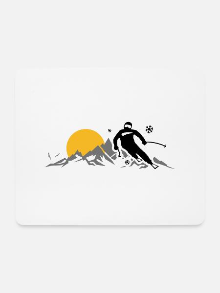 Winter - Skifahrer Berge - Mousepad (Querformat) - Weiß