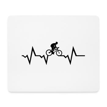 Herzschlag und Radfahrer, radfahren - Mousepad (Querformat) - Weiß - Vorne