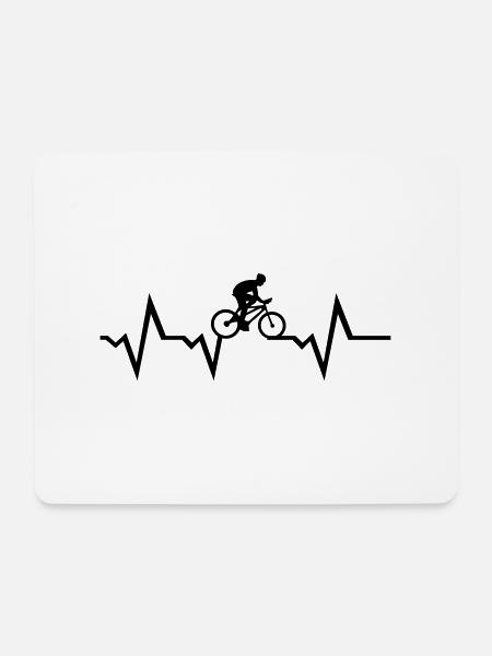 Herzschlag und Radfahrer, radfahren - Mousepad (Querformat) - Weiß