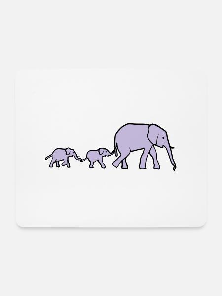 Elefanten Mutter und Junge, Elefantenfamilie - Mousepad (Querformat) - Weiß