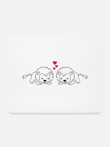 verliebte_baby_loewen_001 - Mousepad (Querformat) - Weiß