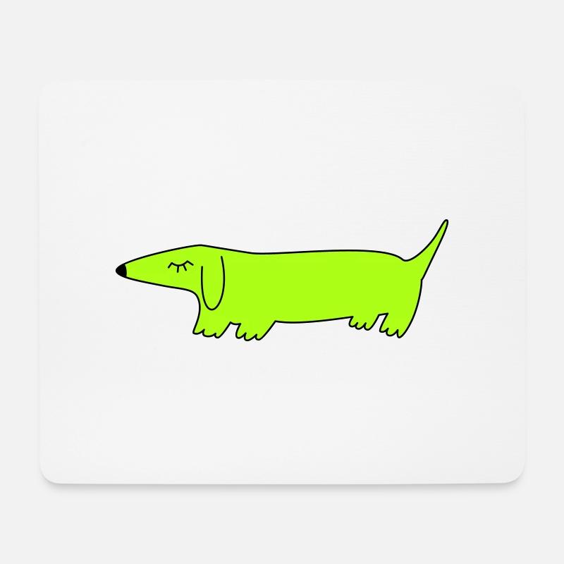 Einfacher grüner Hund - Mousepad (Querformat) - Weiß