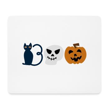 Cute Kids Halloween Boo, Cat, Ghost, Pumpkin - Mouse Pad (horizontal) - white - Front