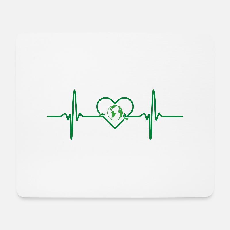 Nachhaltig Herzschlag Umwelt - Mousepad (Querformat) - Weiß