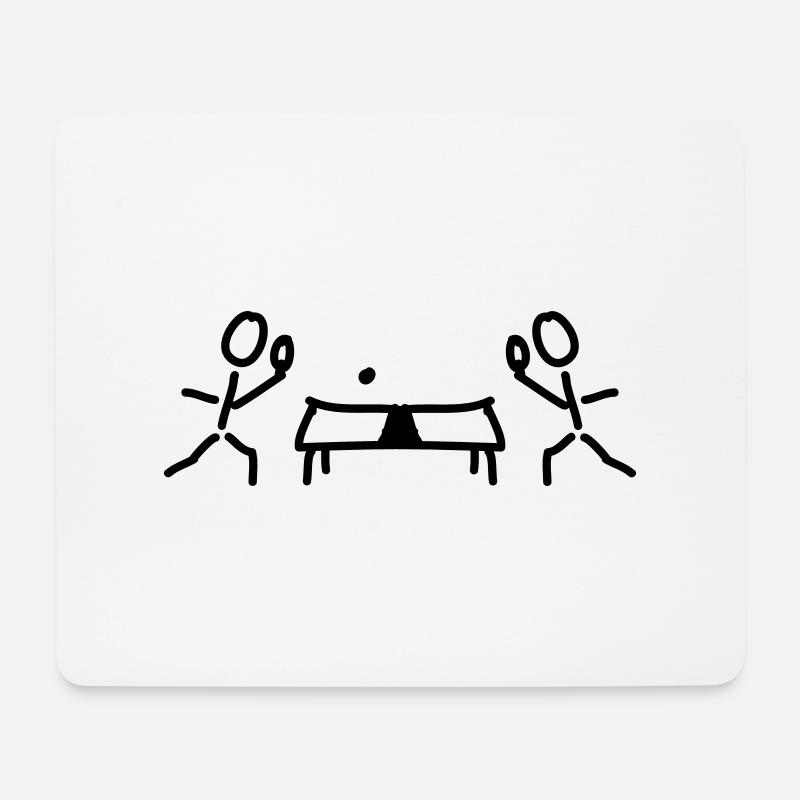 Tischtennis Platte und Schläger - Mousepad (Querformat) - Weiß