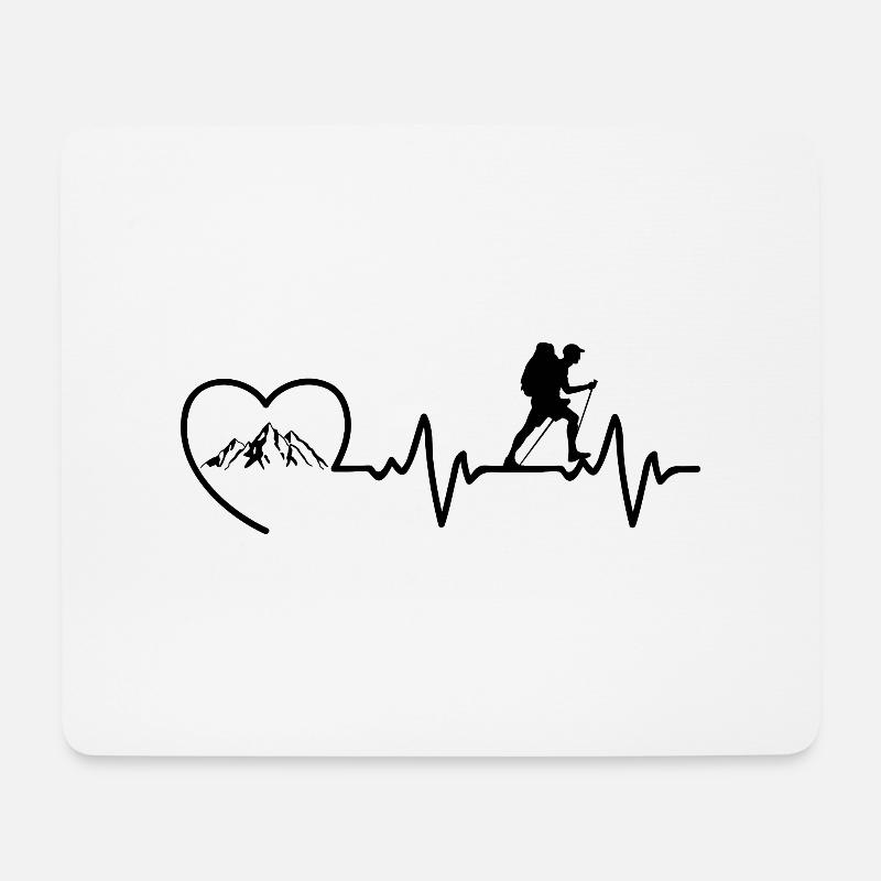 Mein Herz schlägt für das Wandern - Mousepad (Querformat) - Weiß