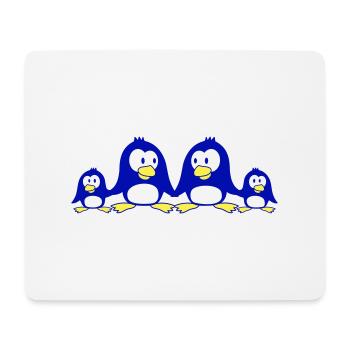 Pingouin Famille Deux Enfants Maman Papa Mignon Ensemble - Tapis de souris (format paysage) - blanc - Devant