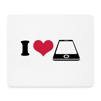 I love Smartphone - Mousepad (Querformat) - Weiß - Vorne
