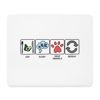 EAT, SLEEP, SAVE ANIMALS, REPEAT - Vegan VipeZ - Mousepad (Querformat) - Weiß - Vorne