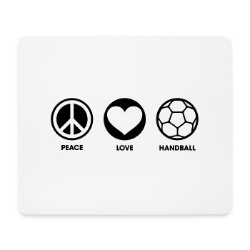 Peace Love Handball - Mousepad (Querformat) - Weiß - Vorne
