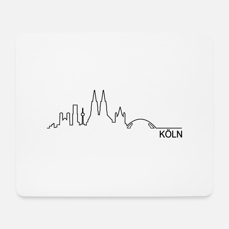 Skyline Köln Linie - Mousepad (Querformat) - Weiß