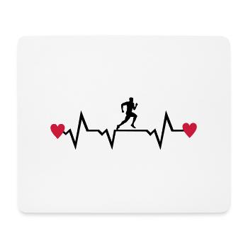Läufer & Herz, laufen - Mousepad (Querformat) - Weiß - Vorne