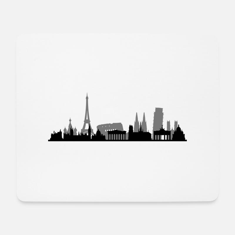 Skyline - Europa - Mousepad (Querformat) - Weiß