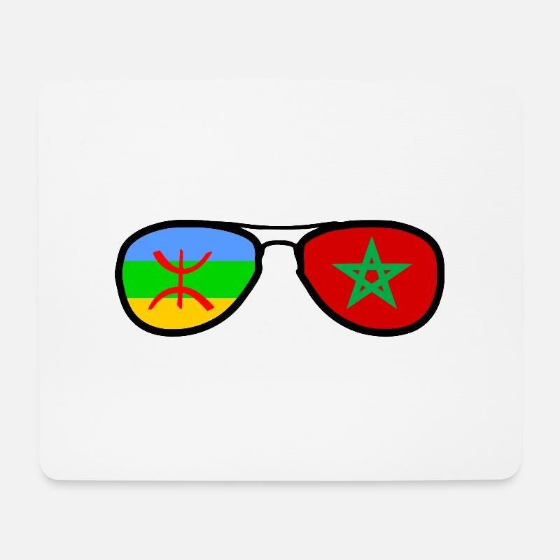 Marokko Amazigh Flagge - Brille - Mousepad (Querformat) - Weiß
