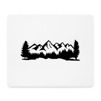 Berge mit Schnee, Wald und Bäume - Mousepad (Querformat) - Weiß - Vorne