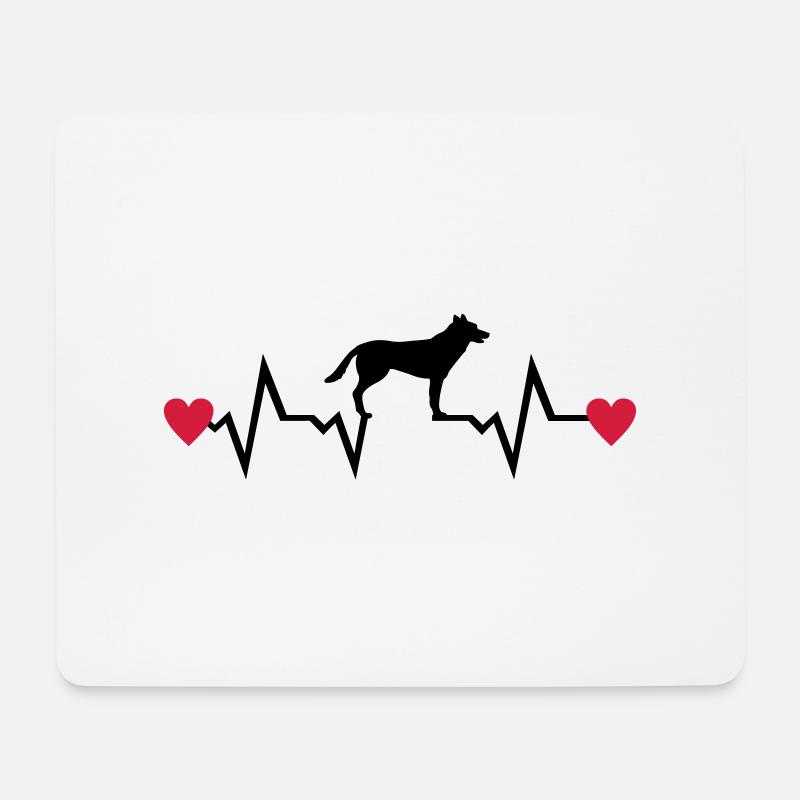 Herzschlag und Hund - Schäferhund - Mousepad (Querformat) - Weiß
