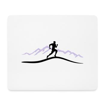Running, Runner & Mountains - Mouse Pad (horizontal) - white - Front