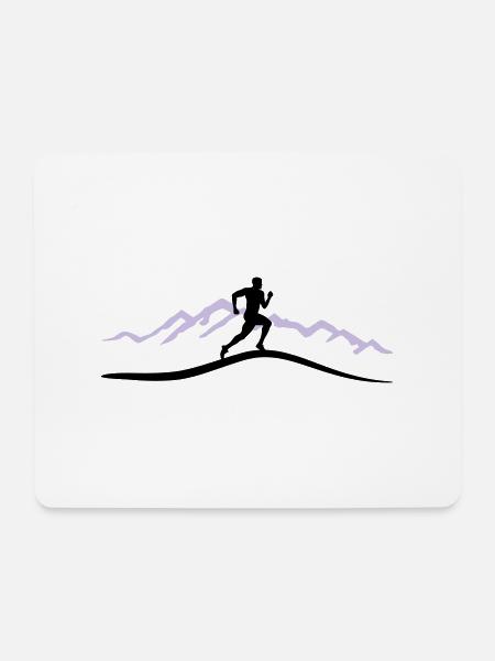 Laufen, Läufer und Berge - Mousepad (Querformat) - Weiß