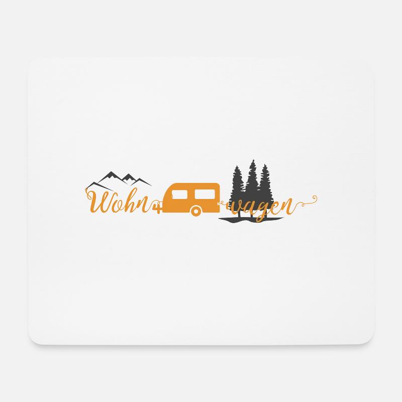 Wohnwagen Reisen Berge - Mousepad (Querformat) - Weiß