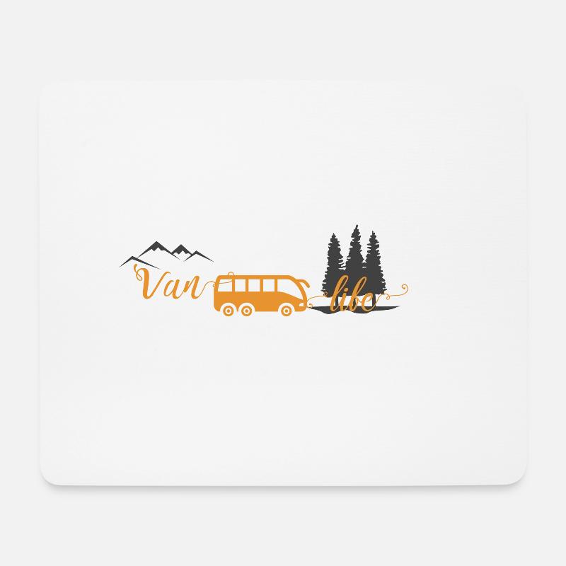 Van Life Natur Bus Camper - Mousepad (Querformat) - Weiß